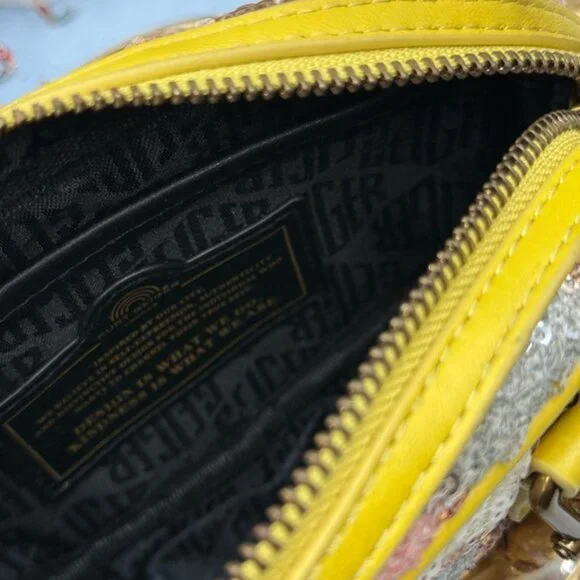 🆕 KURT GEIGER LONDON 🧿 NWOT XS Kensington Duffle, Yellow Floral Sequins - Picture 10 of 16